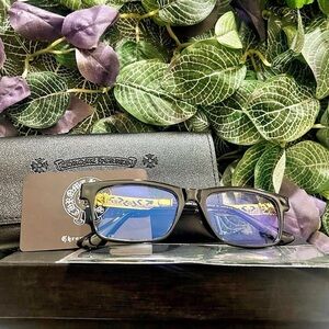 Chrome Hearts Black and Gold Rectangular Glasses